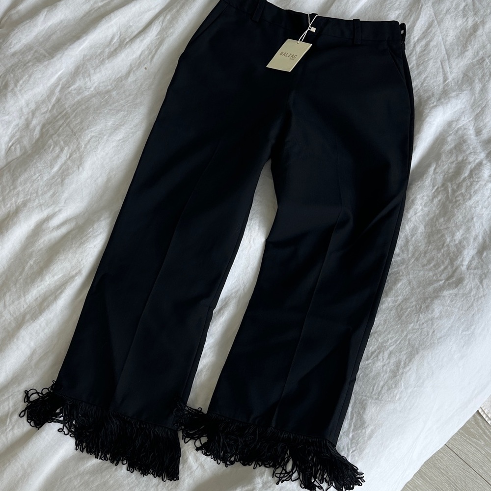 Elegant Black Fringed Pantsuit